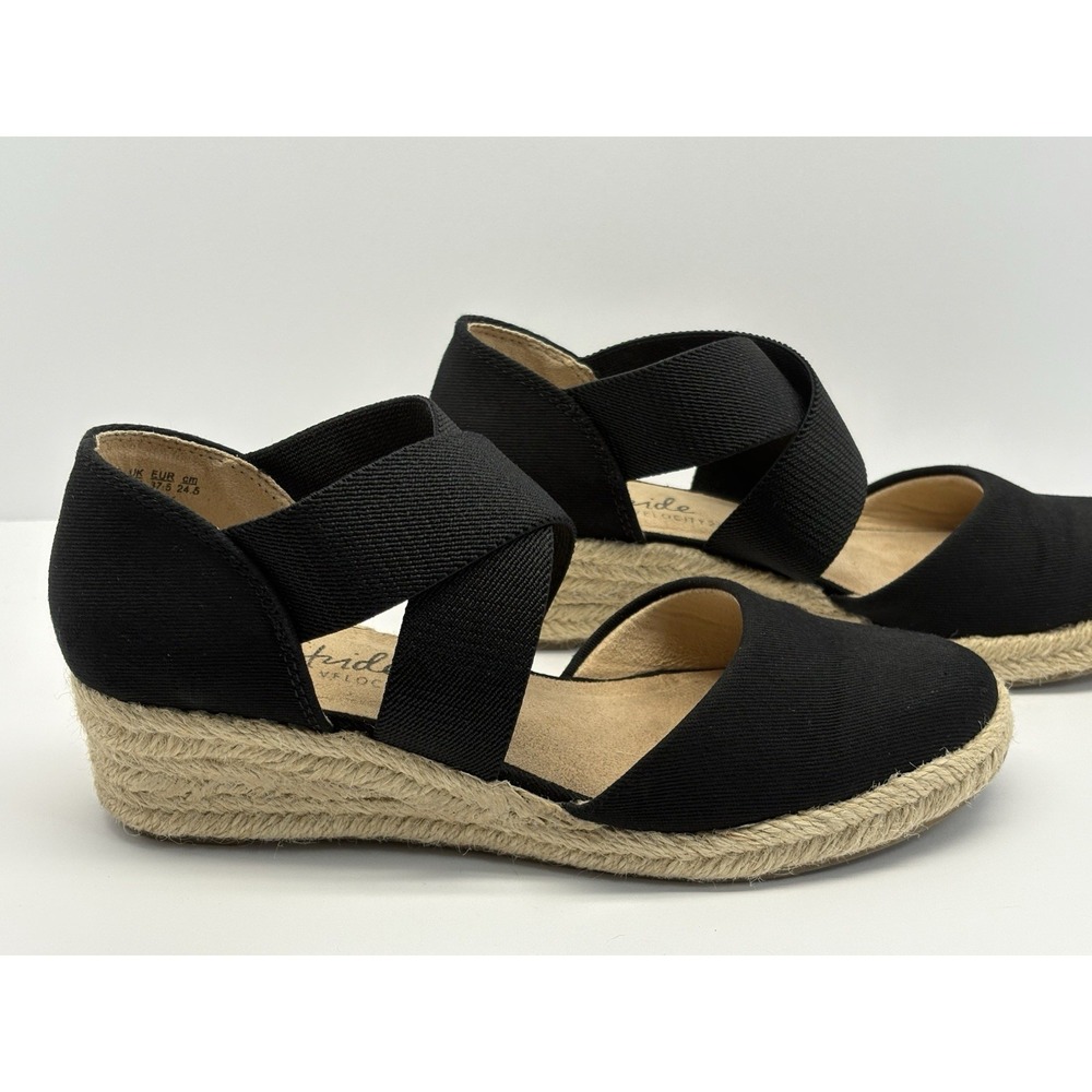 LifeStride Women's Black Keaton Canvas Slip-On Wedge Espadrillas Elastic Straps